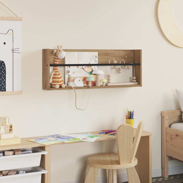 vidaXL Estante de Revistas Carvalho Artesanal 80 x 12 x 30 cm