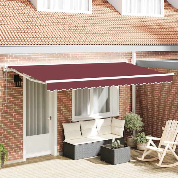 vidaXL Toldo Retr&aacute;til Borgonha 400 x 200 cm Poli&eacute;ster e Metal