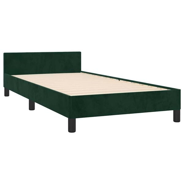 vidaXL Estrutura de cama sem colch&atilde;o 80x200 cm veludo verde-escuro