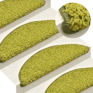 vidaXL Tapete/carpete para degraus 15 pcs 56x17x3 cm verde