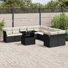 vidaXL 11 pcs conjunto sof&aacute;s de jardim c/ almofad&otilde;es vime PE preto