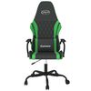 vidaXL Cadeira gaming massagens couro artificial preto e verde