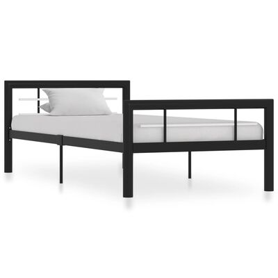 vidaXL Estrutura de cama 90x200 cm metal preto e branco