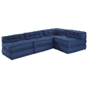 vidaXL Unidade de Sof&aacute; Modular 4 pcs &Iacute;ndigo Tecido