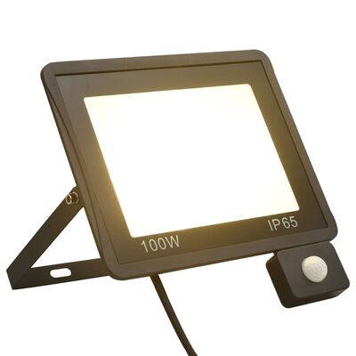 vidaXL Projetor c/ iluminação LED e sensor 100 W branco quente