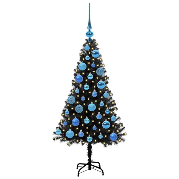 vidaXL &Aacute;rvore de Natal com 150 LEDs com suporte Preto 120 cm PVC