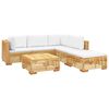 vidaXL 6 pcs conjunto lounge jardim c/ almofad&otilde;es madeira teca maci&ccedil;a