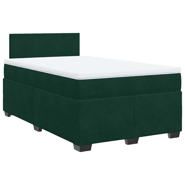 vidaXL Cama boxspring com colch&atilde;o 120x200 cm veludo verde-escuro