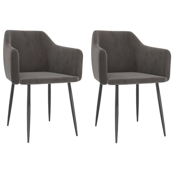 vidaXL Cadeiras de jantar 2 pcs veludo cinzento-escuro