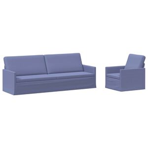 vidaXL Conjunto de Sof&aacute;s 2 pcs Azul Jeans Tecido