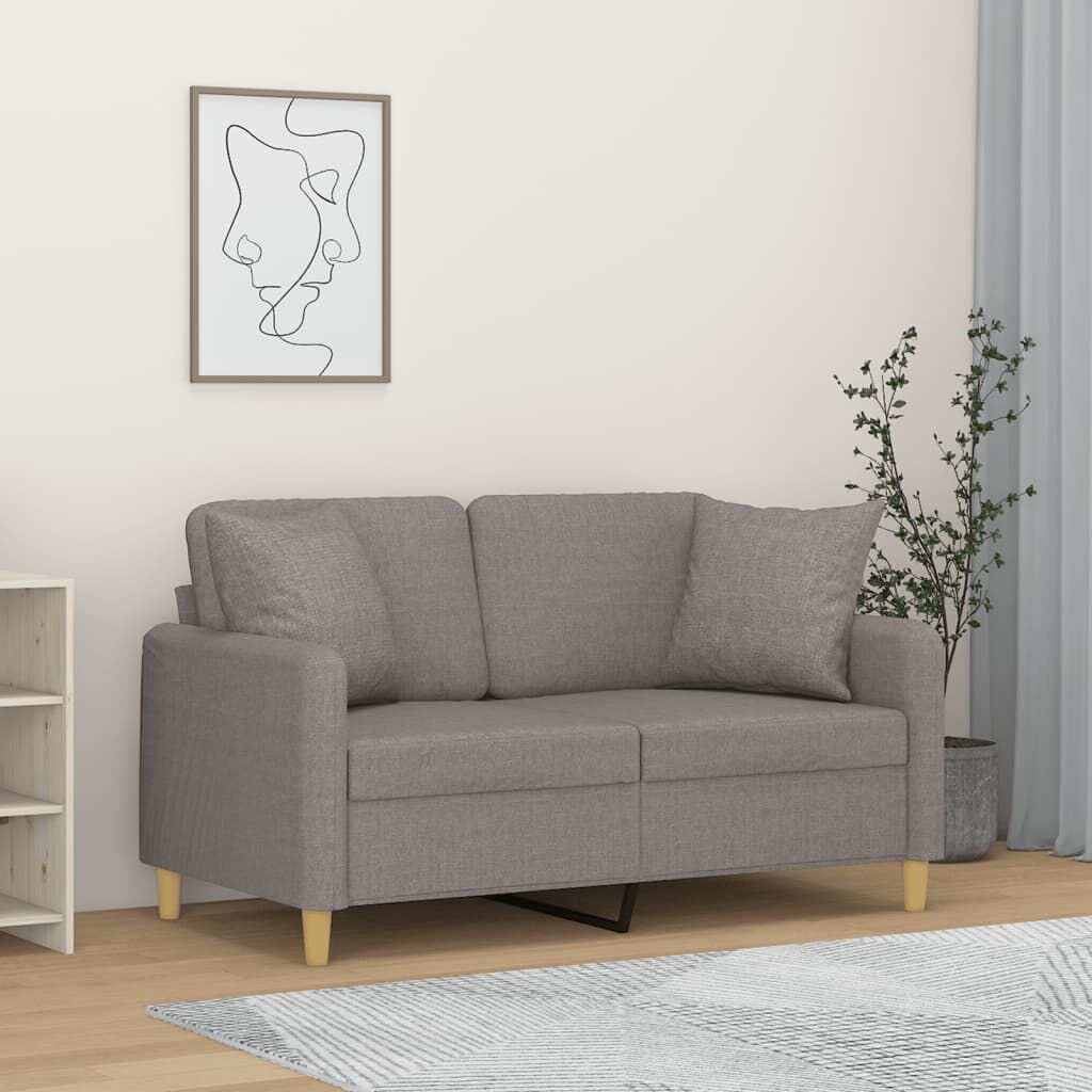 vidaXL Sofá 2 lugares + almofadas decorativas 120 cm tecido preto