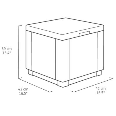 Keter Pufe de arrumação em forma de cubo grafite 213816