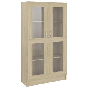 vidaXL Arm&aacute;rio vitrine derivados de madeira carvalho sonoma