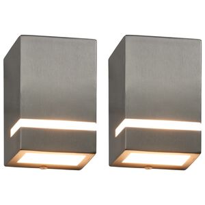 vidaXL Candeeiros de parede exterior 2 pcs 35 W retangular prateado