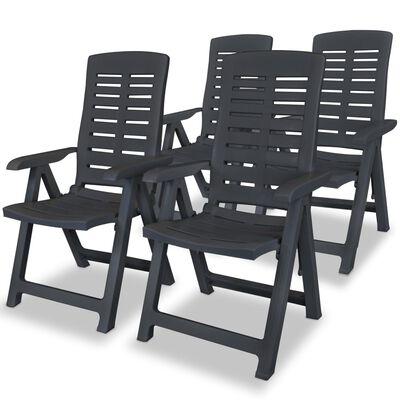 vidaXL Cadeiras de jardim reclináveis 4 pcs plástico antracite