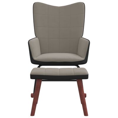 vidaXL Cadeira de baloiço com banco PVC e veludo cinzento-claro