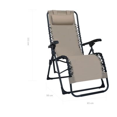 vidaXL Cadeira de pátio dobrável textilene cinzento-acastanhado