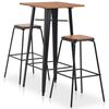 vidaXL 3 pcs conjunto de bar em a&ccedil;o preto e castanho