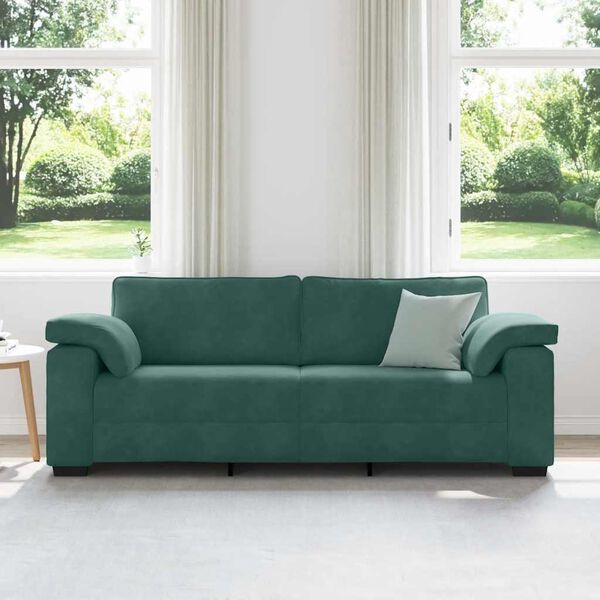 vidaXL Sof&aacute; de 3 lugares 178 cm veludo verde-escuro