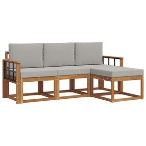 vidaXL Conjunto de Sof&aacute;s para Exterior 4 pcs Cinza Natural e Claro