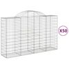 vidaXL Cestos gabi&atilde;o arqueados 50 pcs 200x50x120/140 ferro galvanizado