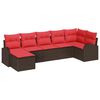 vidaXL Conjunto de Sof&aacute; de Jardim 7 pcs Castanho Rattan Sint&eacute;tico