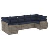 vidaXL Conjunto de sof&aacute; de jardim com 7 pe&ccedil;as e almofadas em rattan sint&eacute;tico cinza