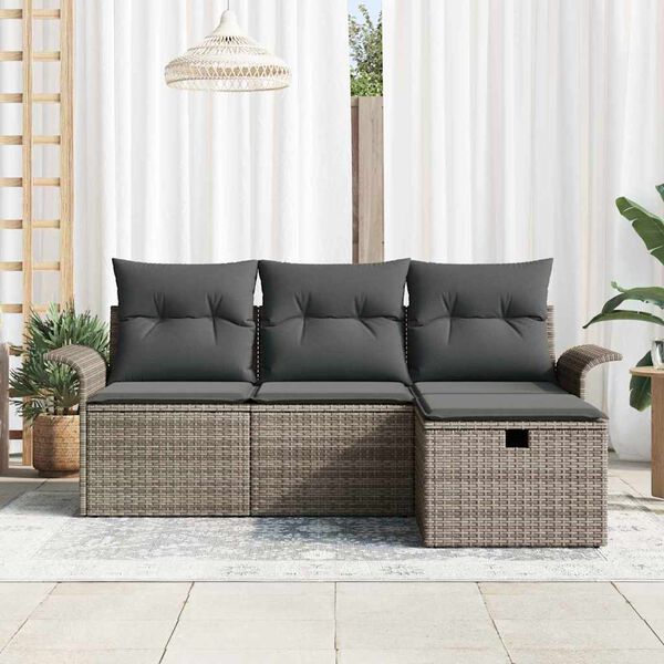 vidaXL Conjunto de Sofá de Jardim com almofada 4 pcs Rattan Sintético