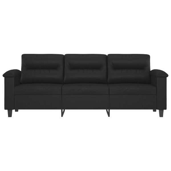 vidaXL Sof&aacute; de 3 lugares 180 cm couro artificial preto