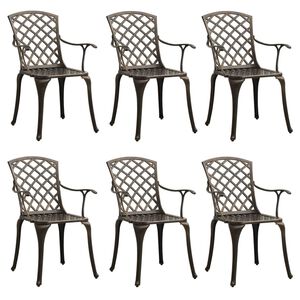 vidaXL Cadeiras de jardim 6 pcs alum&iacute;nio fundido bronze