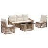 vidaXL Conjunto de Sof&aacute; de Jardim 6 unid. Bege e Branco Creme vime PE