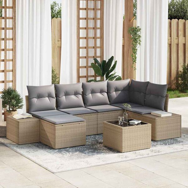vidaXL Conjunto de Sofá de Jardim 6 pcs Bege e Cinza Claro vime PE