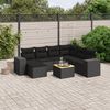 vidaXL 8 pcs conjunto sof&aacute;s de jardim com almofad&otilde;es vime PE preto