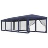 vidaXL Tenda p/ festas c/ 10 paredes laterais em rede 3x12 m PEAD azul