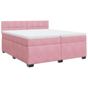 vidaXL Cama com molas/colch&atilde;o 200x200 cm veludo rosa