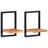 vidaXL Prateleiras de parede 2 pcs 25x25x35 cm ac&aacute;cia maci&ccedil;a e a&ccedil;o