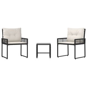 vidaXL Conjunto de M&oacute;veis para Exterior 3 unid. Preto e Branco