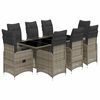 vidaXL 9 pcs conjunto bistr&ocirc; de jardim c/ almofad&otilde;es vime PE cinzento