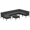 vidaXL 9 pcs conjunto lounge de jardim c/ almofad&otilde;es vime PE preto