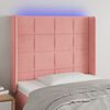 vidaXL Cabeceira de cama c/ luzes LED veludo 83x16x118/128 cm rosa
