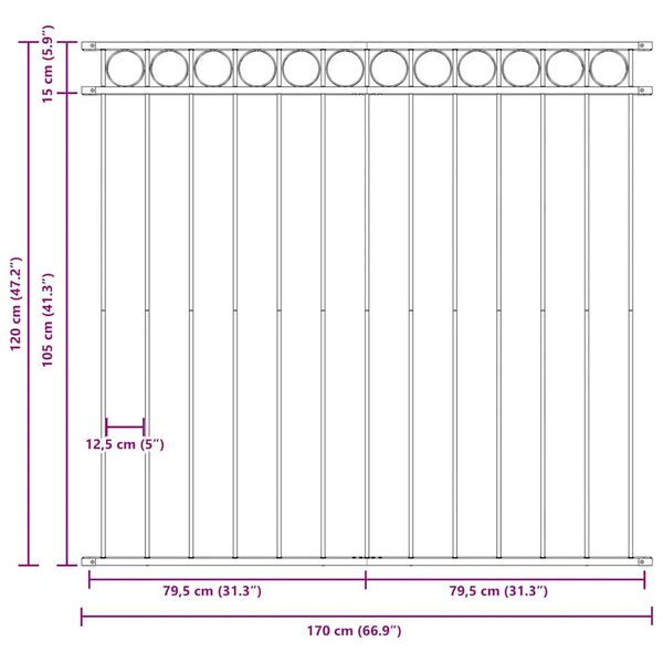 vidaXL Painel de cerca Assen em a&ccedil;o, 1,7 x 1,2 m, preto