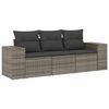 vidaXL 3 pcs conjunto sof&aacute;s de jardim c/ almofad&otilde;es vime PE cinzento