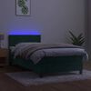 vidaXL Cama box spring c/ colch&atilde;o/LED 100x200 cm veludo verde-escuro