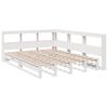 vidaXL Cama com estante sem colch&atilde;o 135x190 cm pinho maci&ccedil;o branco