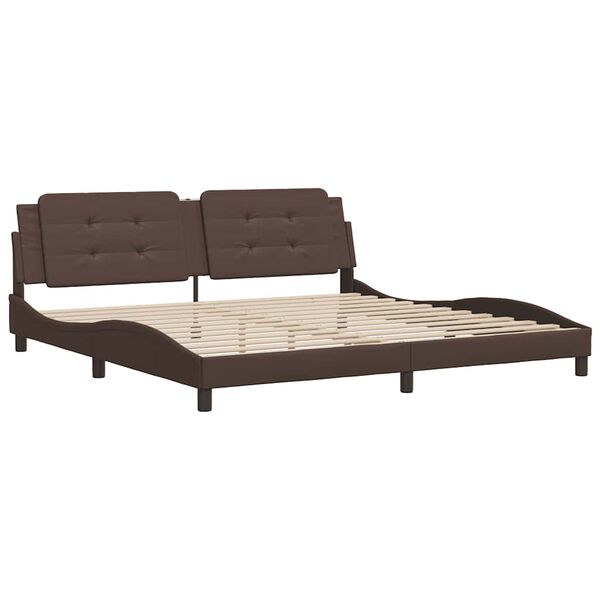 vidaXL Estrutura de cama sem colch&atilde;o Zadar 200x200cm couro artificial castanho