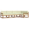 vidaXL Conjunto de Sof&aacute;s para Exterior 5 pcs Natural e Creme
