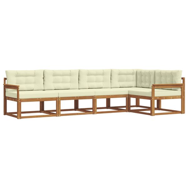 vidaXL Conjunto de Sof&aacute;s para Exterior 5 pcs Natural e Creme