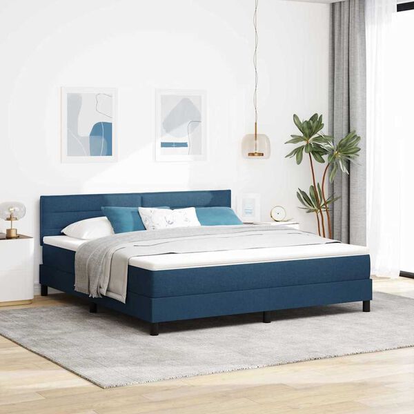 vidaXL Cama Box com colch&atilde;o com cabeceira Azul 180 x 200 cm tecido