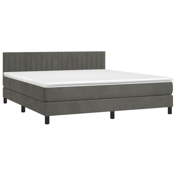 vidaXL Cama box spring c/ colch&atilde;o/LED 180x200cm veludo cinzento-escuro