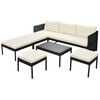 vidaXL 6 pcs conjunto lounge de jardim c/ almofad&otilde;es vime PE preto
